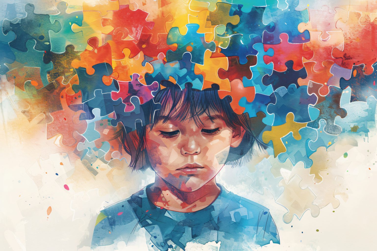 autism day with colorful portrait